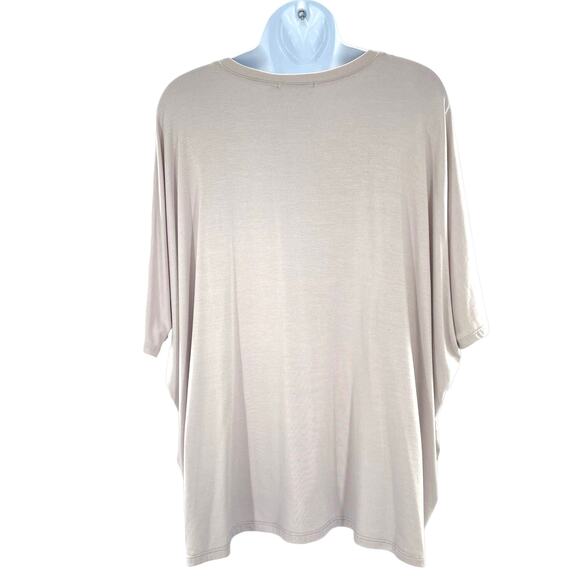 SUKI + SOLAINE Gray Dolman Sleeve V-Neck Sheer Center Oversize Blouse Top S - Picture 2 of 11